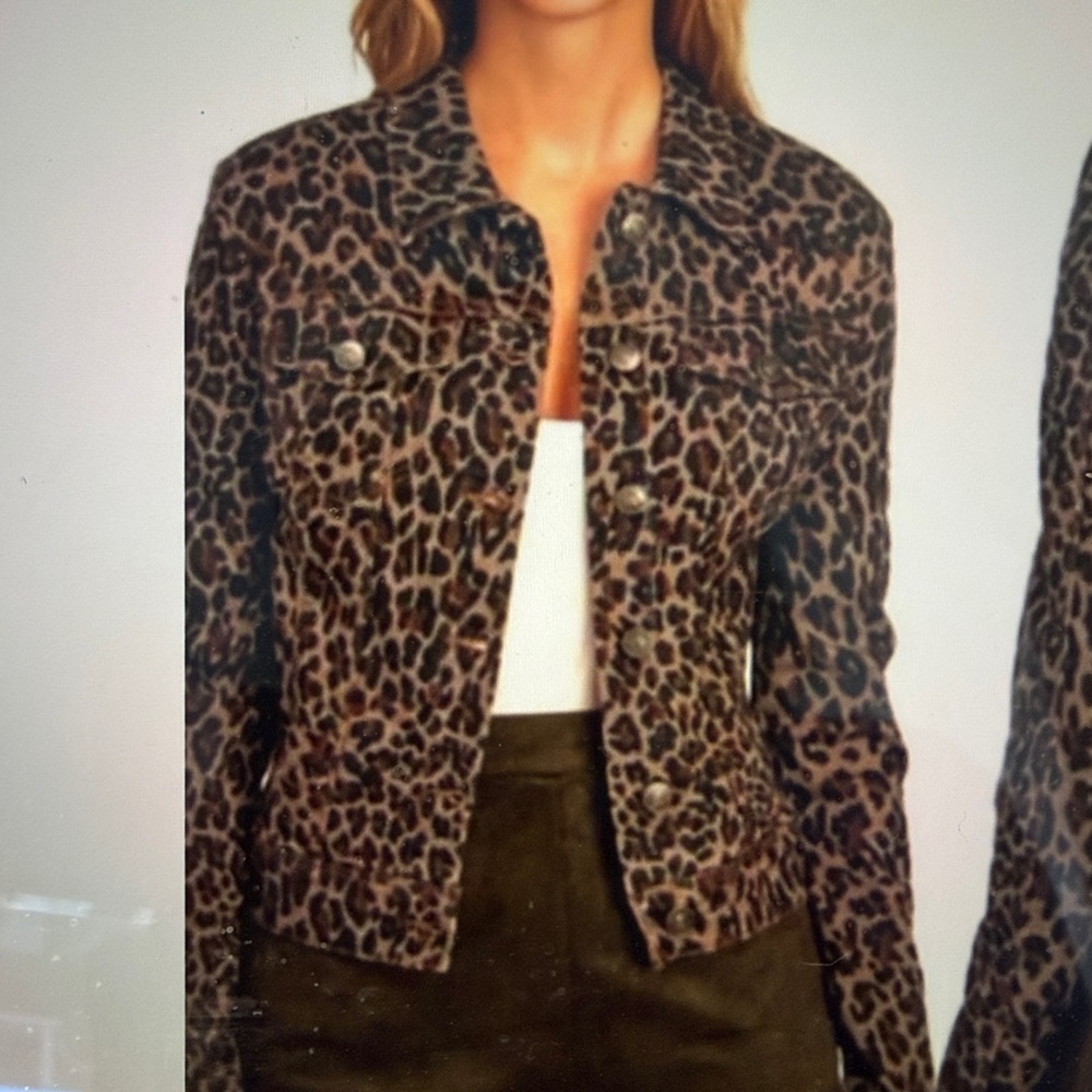 Nine West Sarah denim jacket leopard print